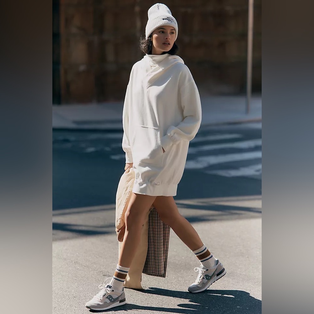 Oversized Cream Hoodie Dress - Women's Sweatshirt